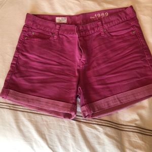 Pink denim shorts